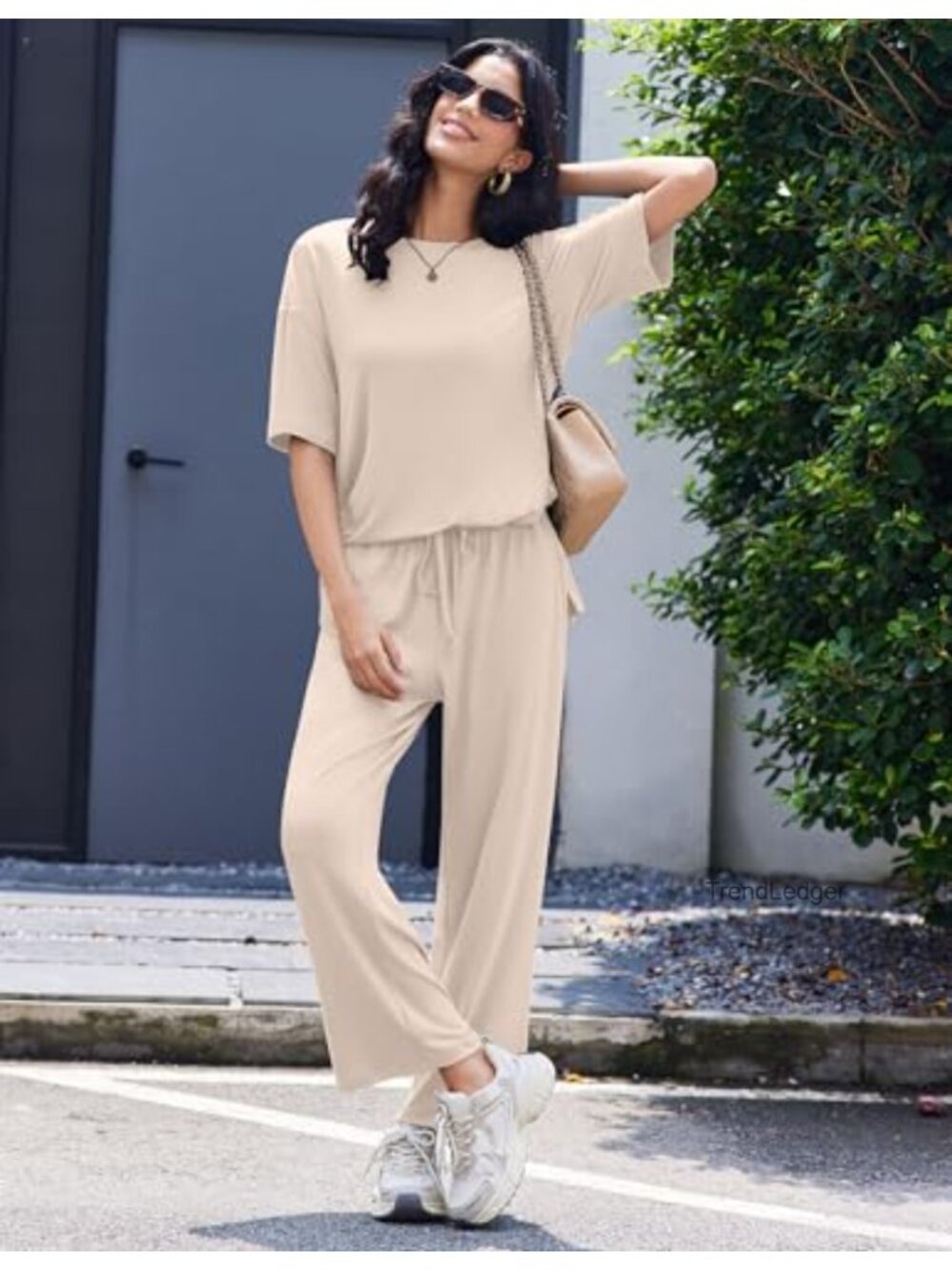 Ekouaer Womens Lounge Set 2 Piece Soft Polyester Pajama Set - Picture 5 of 6